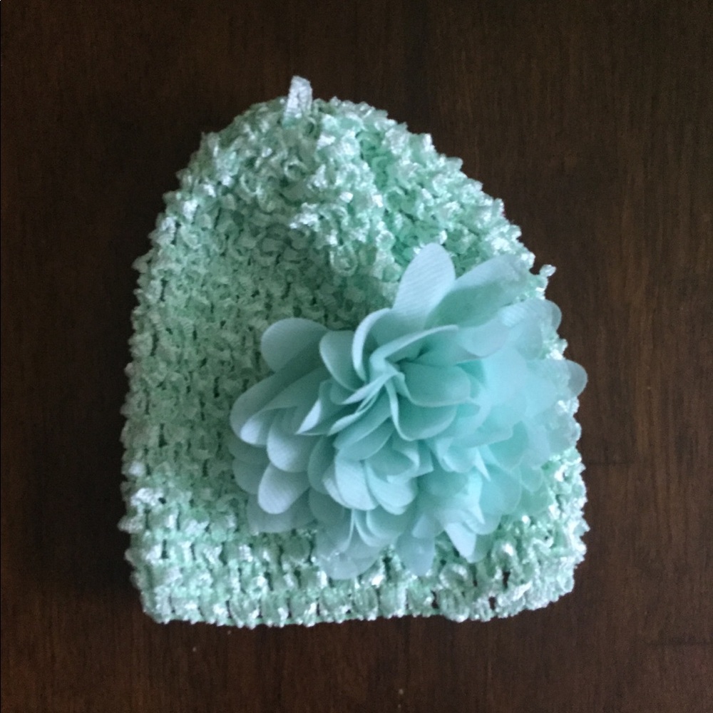 NEWBORN FLOWER MINT GREEN HAT